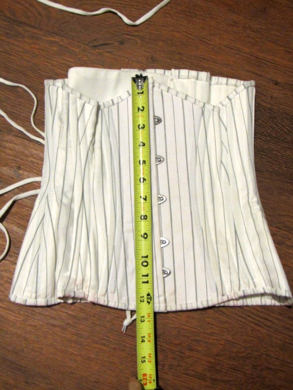 White Pinstripe Underbust Waist Training Corset Steel Boned 24" - Picture 8 of 15